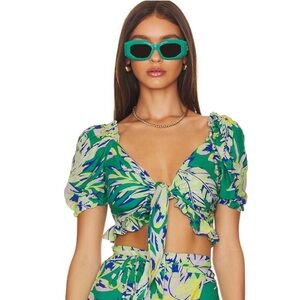 Maaji Green and Blue Floral Blouse